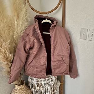 Fabletics reversable rain or Sherpa oversized jacket. Size small